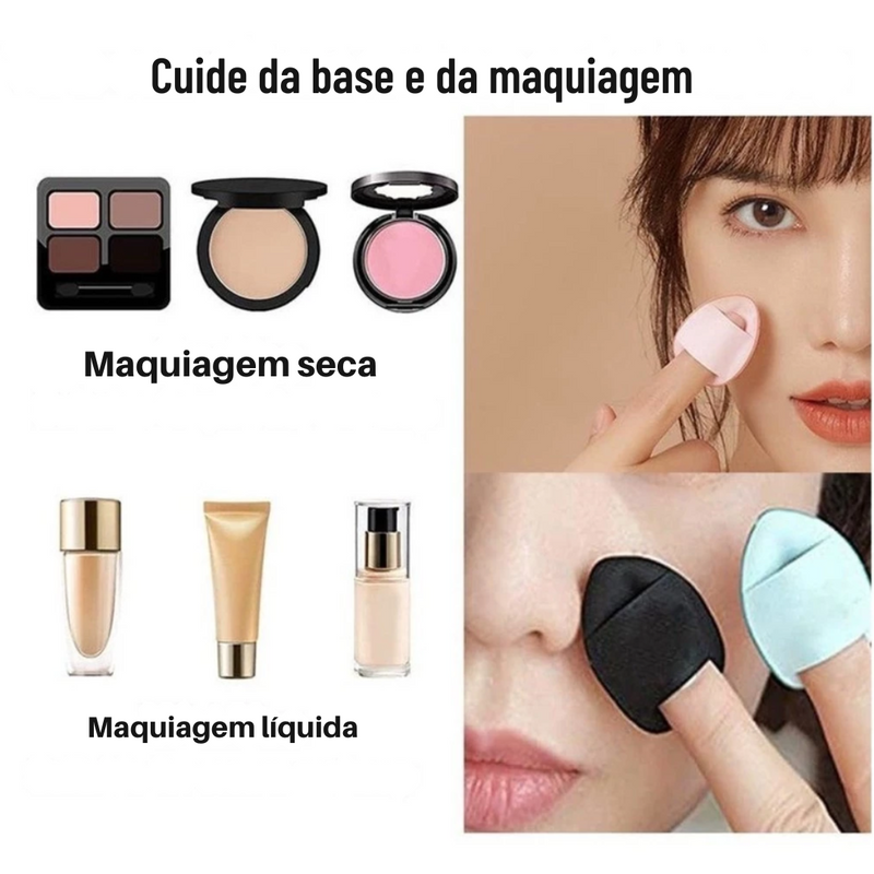 KIT Mágico de maquiagem à seco ou molhado, 12 peças Tamanho Gigante  - Maquiagem Macia, formato de Ovo, Ideal para Pó de maquiagem e Base. Almofada De Ar Mini Para Polegar . Triangulo Esponja